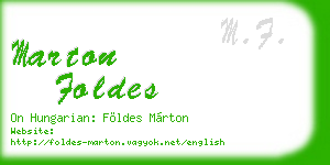 marton foldes business card